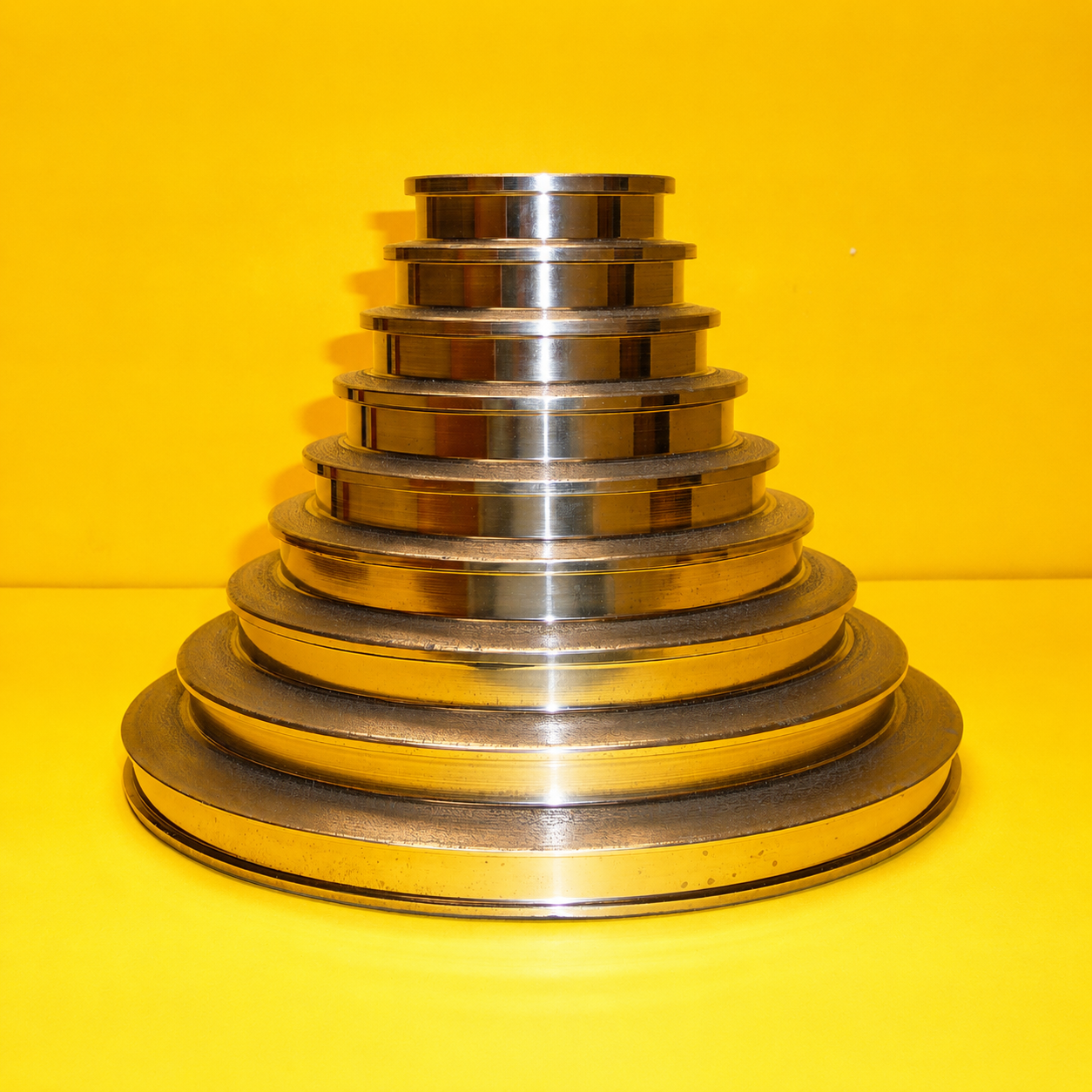 Rebuilt stepcone with eight machined wire drawing steps